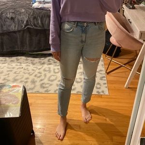 Zara straight destroyed jeans